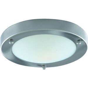 Searchlight Bathroom Flush Satin Silver 1-Light Ceiling Light - Bathroom Searchlight Bathroom Flush Satin Silver 1-Light Ceiling Light - Bathroom