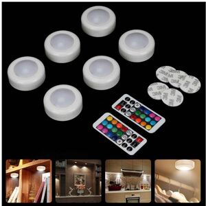Unbranded 6x LED Under Cabinet Lights Dimmable RGB Puck Lights Closet Lighting Unbranded 6x LED Under Cabinet Lights Dimmable RGB Puck Lights Closet Lighting