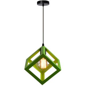 STOEX (Green) 1lt Square Metal Wired Frame Pendant Light Cube Ceiling Lamp STOEX (Green) 1lt Square Metal Wired Frame Pendant Light Cube Ceiling Lamp