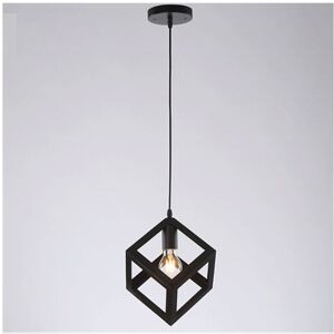 STOEX (Black) 1lt Square Metal Wired Frame Pendant Light Cube Ceiling Lamp STOEX (Black) 1lt Square Metal Wired Frame Pendant Light Cube Ceiling Lamp