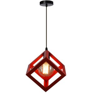 STOEX (Red) 1lt Square Metal Wired Frame Pendant Light Cube Ceiling Lamp STOEX (Red) 1lt Square Metal Wired Frame Pendant Light Cube Ceiling Lamp