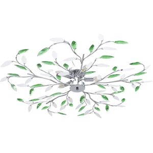 vidaXL Ceiling Lamp With Acrylic Crystal Leaf Arms for 5 E14 Bulbs Green Light vidaXL Ceiling Lamp With Acrylic Crystal Leaf Arms for 5 E14 Bulbs Green Light
