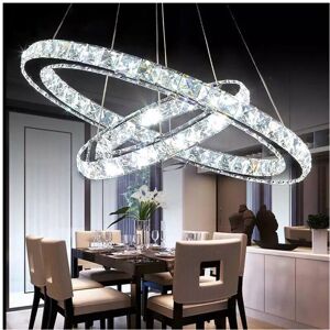 Living And Home (Cool White, 40+60cm) Adjustable LED Crystal Pendant Light Ring Chandelier Ceili Living And Home (Cool White, 40+60cm) Adjustable LED Crystal Pendant Light Ring Chandelier Ceili