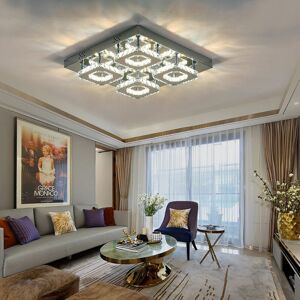 Living And Home (42cm 4 Head-Square, Cool White) Modern LED Ceiling Light Crystal Flush Chandeli Living And Home (42cm 4 Head-Square, Cool White) Modern LED Ceiling Light Crystal Flush Chandeli