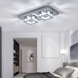 Living And Home (42cm 2 Head-Rectangle, Cool White) Modern LED Ceiling Light Crystal Flush Chand Living And Home (42cm 2 Head-Rectangle, Cool White) Modern LED Ceiling Light Crystal Flush Chand