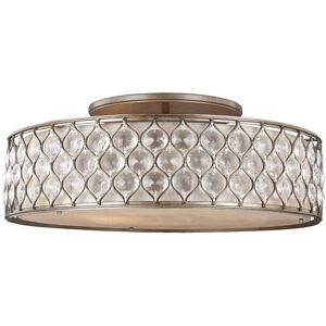 Loops 6 Bulb Flush Light Low Ceiling Linen Fabric Shade Burnished Silver LED E27 60W Loops 6 Bulb Flush Light Low Ceiling Linen Fabric Shade Burnished Silver LED E27 60W