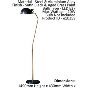 Satin Black & Brass Floor Lamp - Task Light Satin Black & Brass Floor Lamp - Task Light
