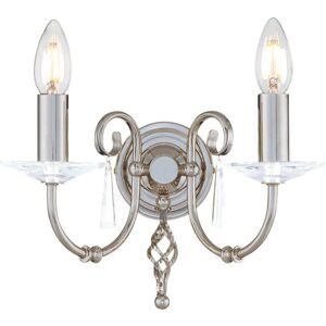 Loops Twin Wall Light - Glass Droplets Swirl Finial - Polished Nickel - E14 60W - Wall Light Loops Twin Wall Light - Glass Droplets Swirl Finial - Polished Nickel - E14 60W - Wall Light