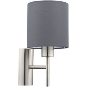 Loops Wall Light Colour Satin Nickel Shade Grey Fabric Rocker Switch Bulb E27 1x60W Loops Wall Light Colour Satin Nickel Shade Grey Fabric Rocker Switch Bulb E27 1x60W