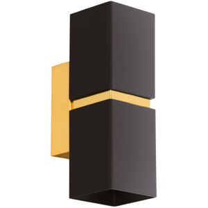 Loops Wall Light Colour Gold Plated Steel Black Square Shape Shade Bulb GU10 2x3.3W Loops Wall Light Colour Gold Plated Steel Black Square Shape Shade Bulb GU10 2x3.3W