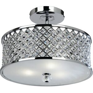 Loops Semi Flush Ceiling Light Chrome & Crystal 3 Bulb Large Round Feature Lamp Holder Loops Semi Flush Ceiling Light Chrome & Crystal 3 Bulb Large Round Feature Lamp Holder