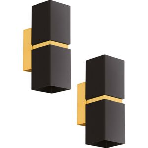 Loops 2 PACK Wall Light Colour Gold Plated Steel Black Square Shape Shade GU10 2x3.3W Loops 2 PACK Wall Light Colour Gold Plated Steel Black Square Shape Shade GU10 2x3.3W