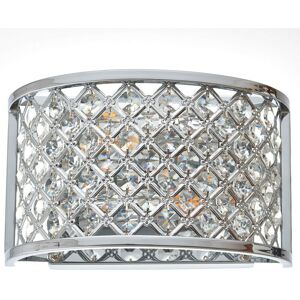 Loops Crystal Cage Wall Light Chrome Glass Shade Modern Twin Bulb Lounge Lamp Fitting Loops Crystal Cage Wall Light Chrome Glass Shade Modern Twin Bulb Lounge Lamp Fitting