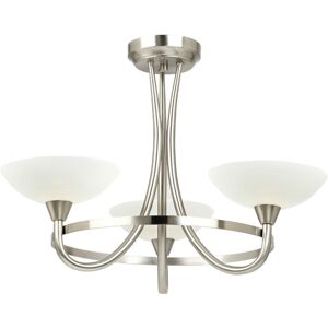 Satin Chrome & White Cagney 3 Bulb Ceiling Light - Ceiling Light Satin Chrome & White Cagney 3 Bulb Ceiling Light - Ceiling Light