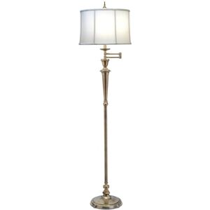 Loops Floor Lamp Swing Arm Directional Off White Shade Burnished Brass LED E27 60W - Floor Lamp Loops Floor Lamp Swing Arm Directional Off White Shade Burnished Brass LED E27 60W - Floor Lamp