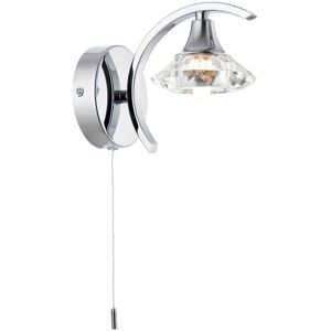 Loops Dimmable LED Wall Light Curved Chrome Large Crystal Shade Lamp Lighting - Wall Light Loops Dimmable LED Wall Light Curved Chrome Large Crystal Shade Lamp Lighting - Wall Light