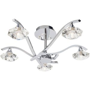 Loops Semi Flush Ceiling Light Chrome Clear Crystal 5 Bulb Hanging Pendant Lamp Shade Loops Semi Flush Ceiling Light Chrome Clear Crystal 5 Bulb Hanging Pendant Lamp Shade