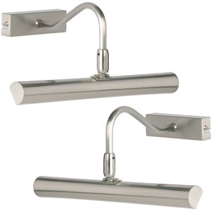 Loops 2 PACK LED Picture Wall Light 2.5W Warm White Satin Chrome Over Head Down Lamp Loops 2 PACK LED Picture Wall Light 2.5W Warm White Satin Chrome Over Head Down Lamp