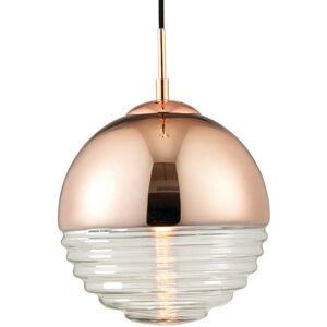Loops Copper & Ribbed Glass Ceiling Pendant Light - Ceiling Pendant Light Loops Copper & Ribbed Glass Ceiling Pendant Light - Ceiling Pendant Light