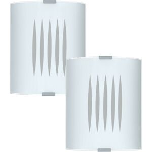 Loops 2 Pack Wall Flush Ceiling Light - Lines Shade Design - Satin Glass - E27 60W - Ceiling Light Loops 2 Pack Wall Flush Ceiling Light - Lines Shade Design - Satin Glass - E27 60W - Ceiling Light