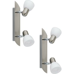 Loops G00248X2 Satin Nickel Wall Spot Light White Satin Glass E14 40W Loops G00248X2 Satin Nickel Wall Spot Light White Satin Glass E14 40W