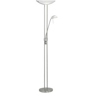 Satin Nickel Adjustable Floor Lamp - White Satin Glass - 230W Satin Nickel Adjustable Floor Lamp - White Satin Glass - 230W