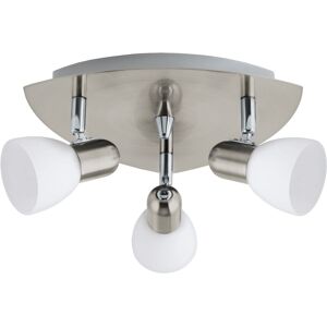 Loops Flush 3 Spot Ceiling Light Satin Nickel Shade White Satin Glass Bulb E14 3x40W - Ceiling Light Loops Flush 3 Spot Ceiling Light Satin Nickel Shade White Satin Glass Bulb E14 3x40W - Ceiling Light