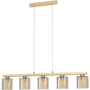 Satin Nickel Brown Amber Glass Vaporized Bulb E27 Pendant Light - 5x28W Satin Nickel Brown Amber Glass Vaporized Bulb E27 Pendant Light - 5x28W