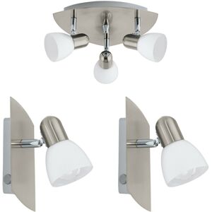 Satin Nickel Ceiling & Wall Lights Set - Modern Steel IP20 Satin Nickel Ceiling & Wall Lights Set - Modern Steel IP20