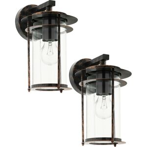 Loops 2 PACK IP44 Outdoor Wall Light Antique Copper & Glass Shade Lamp 1x 60W E27 Loops 2 PACK IP44 Outdoor Wall Light Antique Copper & Glass Shade Lamp 1x 60W E27