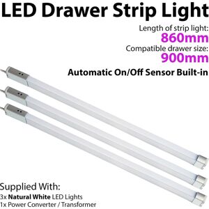 Loops 3x 900mm LED Drawer Strip Light - Kitchen Cupboard Door Loops 3x 900mm LED Drawer Strip Light - Kitchen Cupboard Door