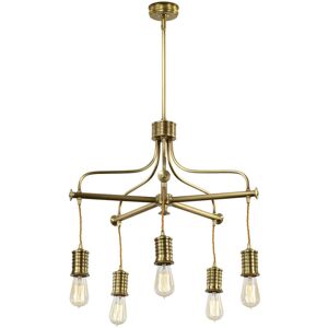 Loops 5 Bulb Chandelier Hanging Pendant LIght Aged Brass Finish LED E27 60W Bulb Loops 5 Bulb Chandelier Hanging Pendant LIght Aged Brass Finish LED E27 60W Bulb