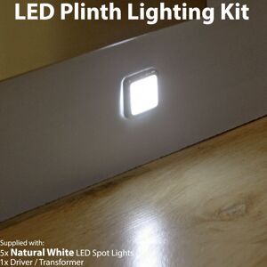 Loos Square LED Plinth Light Kit 5 NATURAL WHITE Spotlights Kitchen Bathroom Panel - LED Plinth Light Kit Loos Square LED Plinth Light Kit 5 NATURAL WHITE Spotlights Kitchen Bathroom Panel - LED Plinth Light Kit