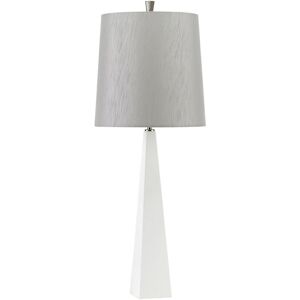 Loops Square Table Lamp - Tapered Column Light Grey Faux Silk Shade - Table Lamp Loops Square Table Lamp - Tapered Column Light Grey Faux Silk Shade - Table Lamp