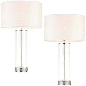 Loops 2 Pack Touch Dimmable Table Lamp Nickel Glass White Shade Modern Bedside Light - Table Lamp Loops 2 Pack Touch Dimmable Table Lamp Nickel Glass White Shade Modern Bedside Light - Table Lamp