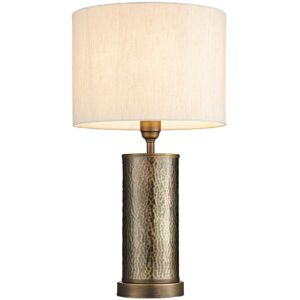 Loops Hammered Bronze Table Lamp Aged Metal & Off White Shade Bedside Feature Light Loops Hammered Bronze Table Lamp Aged Metal & Off White Shade Bedside Feature Light