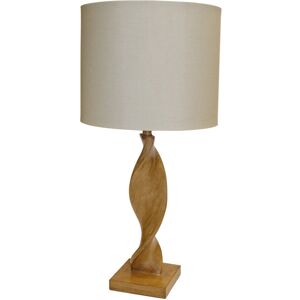 Oak Effect Resin & Linen Table Lamp - 10W LED E27 - Indoor Oak Effect Resin & Linen Table Lamp - 10W LED E27 - Indoor
