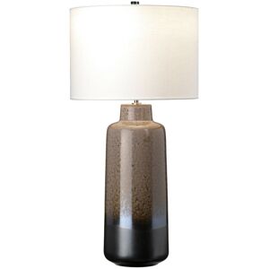 Loops Light Brown Glaze Graphite Base White Faux Silk Shade LED E27 60W - Table Lamp Loops Light Brown Glaze Graphite Base White Faux Silk Shade LED E27 60W - Table Lamp