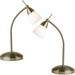 Loops 2 Pack - Antique Brass Glass Shade Reading Task Table Lamp Dimmable Loops 2 Pack - Antique Brass Glass Shade Reading Task Table Lamp Dimmable