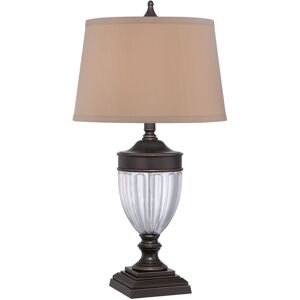 Loops Table Lamp Glass & Metal Tan Fabric Shade Palladian Bronze LED E27 100W Loops Table Lamp Glass & Metal Tan Fabric Shade Palladian Bronze LED E27 100W