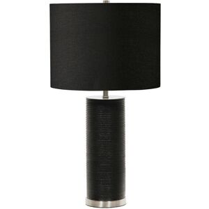 Loops Table Lamp Ribbed Black Resin Base Black Faux Linen Shade Black LED E27 60W Loops Table Lamp Ribbed Black Resin Base Black Faux Linen Shade Black LED E27 60W