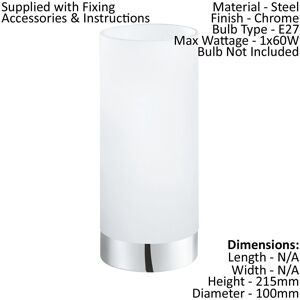 Loops 2 PACK Table Lamp Colour Chrome Shade Round White Satin Glass Bulb E27 1x60W Loops 2 PACK Table Lamp Colour Chrome Shade Round White Satin Glass Bulb E27 1x60W