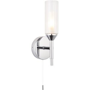 Loops Chrome Plated Bathroom Wall Light - Ribbed Glass Shade & Frosted Diffuser Loops Chrome Plated Bathroom Wall Light - Ribbed Glass Shade & Frosted Diffuser