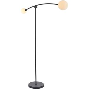 Black Twin Floor Lamp - Adjustable Opal Glass Shades - Indoor - 1400-1650mm Black Twin Floor Lamp - Adjustable Opal Glass Shades - Indoor - 1400-1650mm