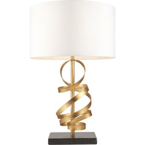 Loops Hammered Gold Leaf Ribbon Table Lamp Light & Ivory Shade - Black Marble Base Loops Hammered Gold Leaf Ribbon Table Lamp Light & Ivory Shade - Black Marble Base