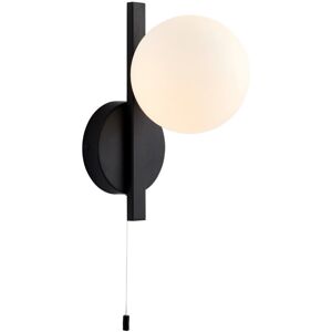 Loops Matt Black Bathroom Wall Light - Opal Sphere Glass - IP44 - Wall Light Loops Matt Black Bathroom Wall Light - Opal Sphere Glass - IP44 - Wall Light