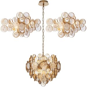 Loops Antique Gold & Ornate Amber Glass Lights - Ceiling & 2x Wall Light Bundle Loops Antique Gold & Ornate Amber Glass Lights - Ceiling & 2x Wall Light Bundle