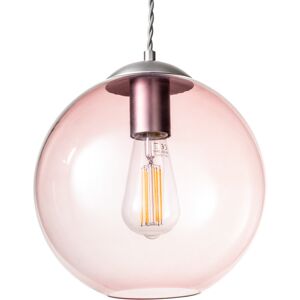 Litecraft Huey Ceiling Pendant With Pink Tint Glass Shade - Pewter Litecraft Huey Ceiling Pendant With Pink Tint Glass Shade - Pewter