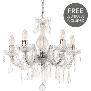 Litecraft Marie Therese Chandelier 5 Arm With Free LED Bulbs - Chrome Litecraft Marie Therese Chandelier 5 Arm With Free LED Bulbs - Chrome