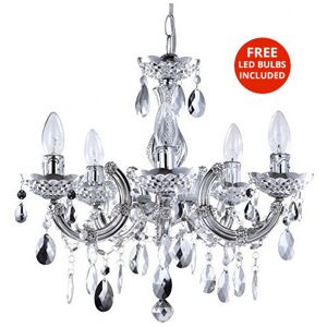 Litecraft 5 Arm Marie Therese Chandelier with Free LED Bulbs - Silver Litecraft 5 Arm Marie Therese Chandelier with Free LED Bulbs - Silver